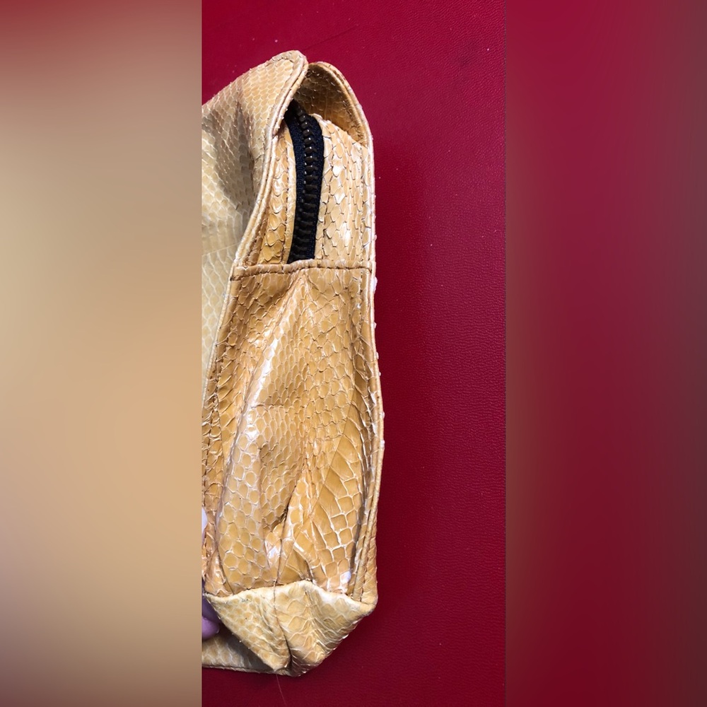 Beirn Real Snakeskin Yellow Clutch Pouch Near-Vintage - Picture 7 of 14